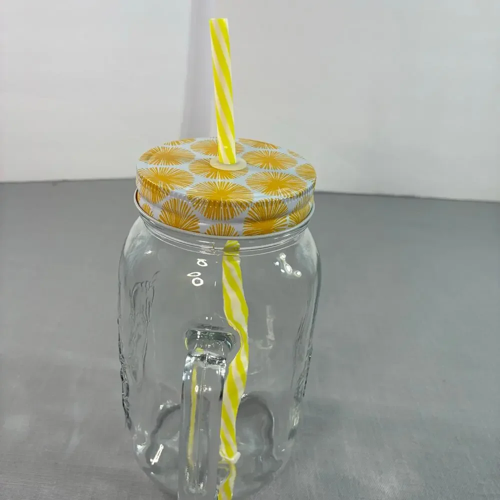 Vintage Simple Homemade Goodness Butterfly Mason Jar Glass Tumbler with Straw